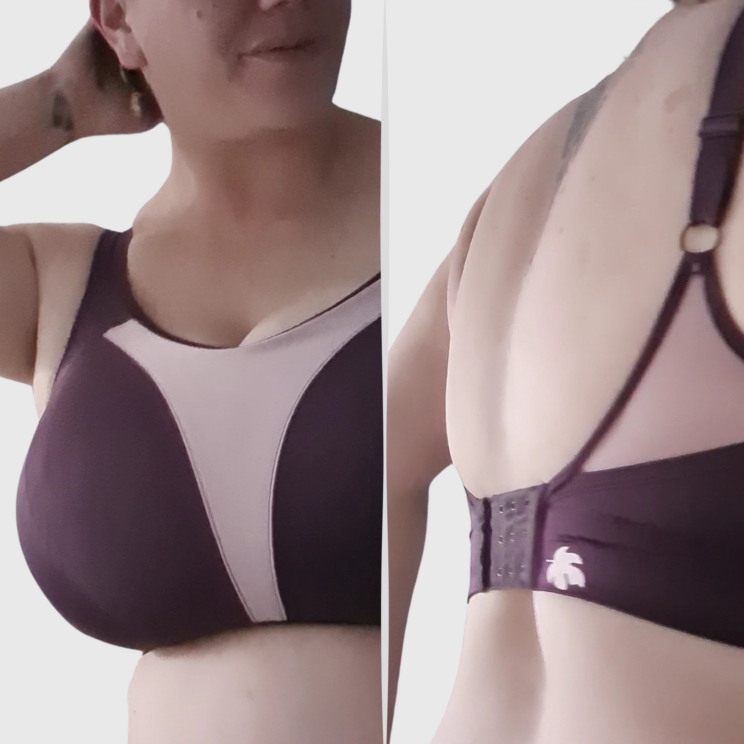 Image of our customer wearing the Royce sports bra showing a close up of the bra